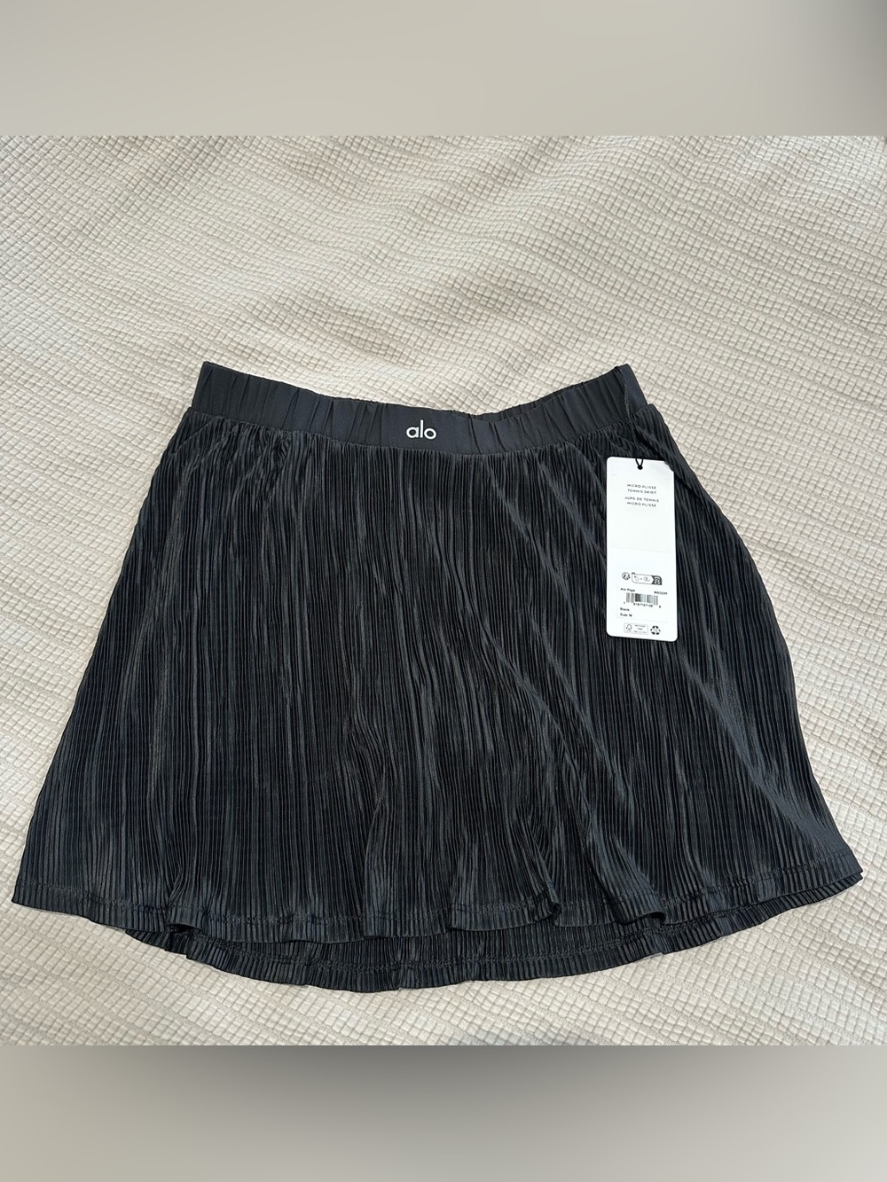 NWT Alo Women’s M Micro Plisse Black Pleated Skirt Liner + Pockets - Medium